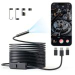 Endoscope Camera with Light, 1920P HD Borescope Inspection Camera with 8 Adjustable LEDs, IP67 Waterproof Semi-Rigid Snake Cable for Android, iPhone, and iPad(16.4ft, Single Lens)-0