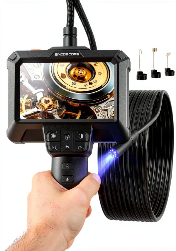 Endoscope Camera with Light - IP67 Waterproof Borescope Camera with 8 Adjustable LED Lights | 4.3" LCD Screen Borescope | HD 1080P Inspection Cameras with 16.5ft Semi-Rigid Cord Tools for Men-0