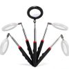 4PCS Telescoping Inspection Mirror LED Lighted Inspection Mirror for Mechanic Checking Vehicle, Car, Eyelashes, Mouth, Small Parts Observation (Extendable, Rectangle & Round)-4