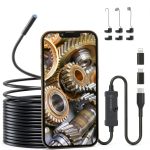 Endoscope Camera with Light, 1920P HD Borescope Camera for iPhone, 16.4 Ft Semi-Rigid Snake Camera - 8 Adjustable LEDs, IP67 Waterproof Inspection Tools for iOS and Android, Cool Gadgets for Men-0