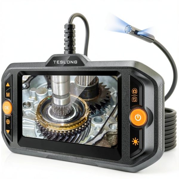 Teslong Dual Lens Endoscope with Light, Mechanic Borescope Inspection Camera, Fiber Optic Scope, Flexible Snake Probe for Automotive, HVAC, Wall & Home Inspections (16.5FT)-0