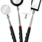 4PCS Telescoping Inspection Mirror LED Lighted Inspection Mirror for Mechanic Checking Vehicle, Car, Eyelashes, Mouth, Small Parts Observation (Extendable, Rectangle & Round)-0